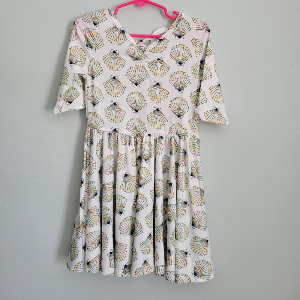 Dot Dot Smile Dress Girl's 3/4 Toddler White Sea Shell Twirl Ballerina NWT